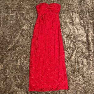 Morgan & Co Long Red Strapless Dress Size 11/12